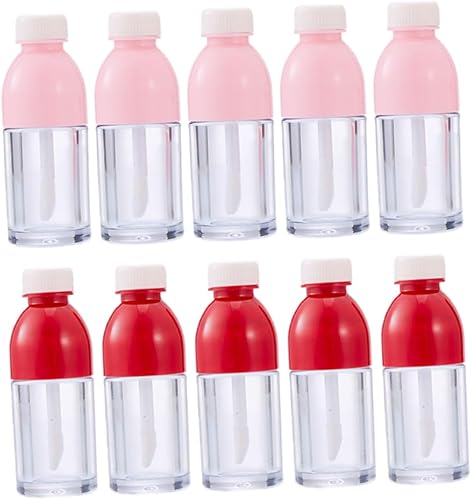 NOLITOY 10pcs Lip Gloss Diy Bottles Lightweight Empty Lip Containers for Travel and Liquid Makeup Includes Pink