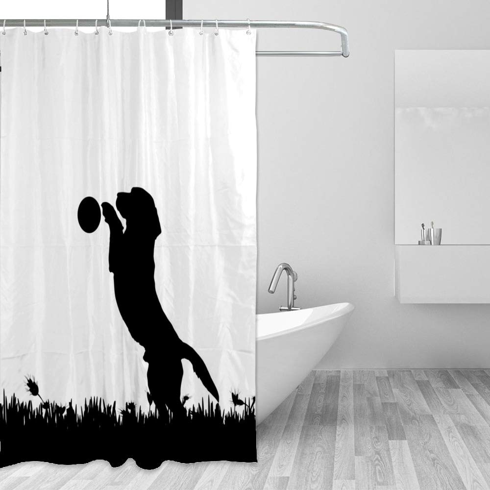 Rideau de douche étanche chien pour décorer la salle de bain