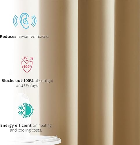 Miniatura 2 de HLC.ME Laurance Cortinas opacas cortas, cortinas opacas máximas con forro negro, cortinas de ventana con aislamiento térmico, cortinas de ojales