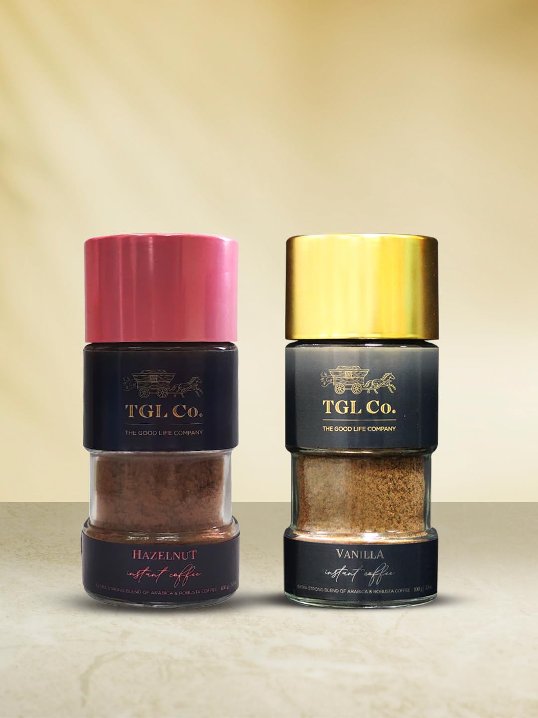 TGL Co. Hazelnut + Vanilla Flavoured Coffee (100Gms Each) | Rich & Smooth Taste|Everyday Coffee|Makes 50 Cups Each Bottle