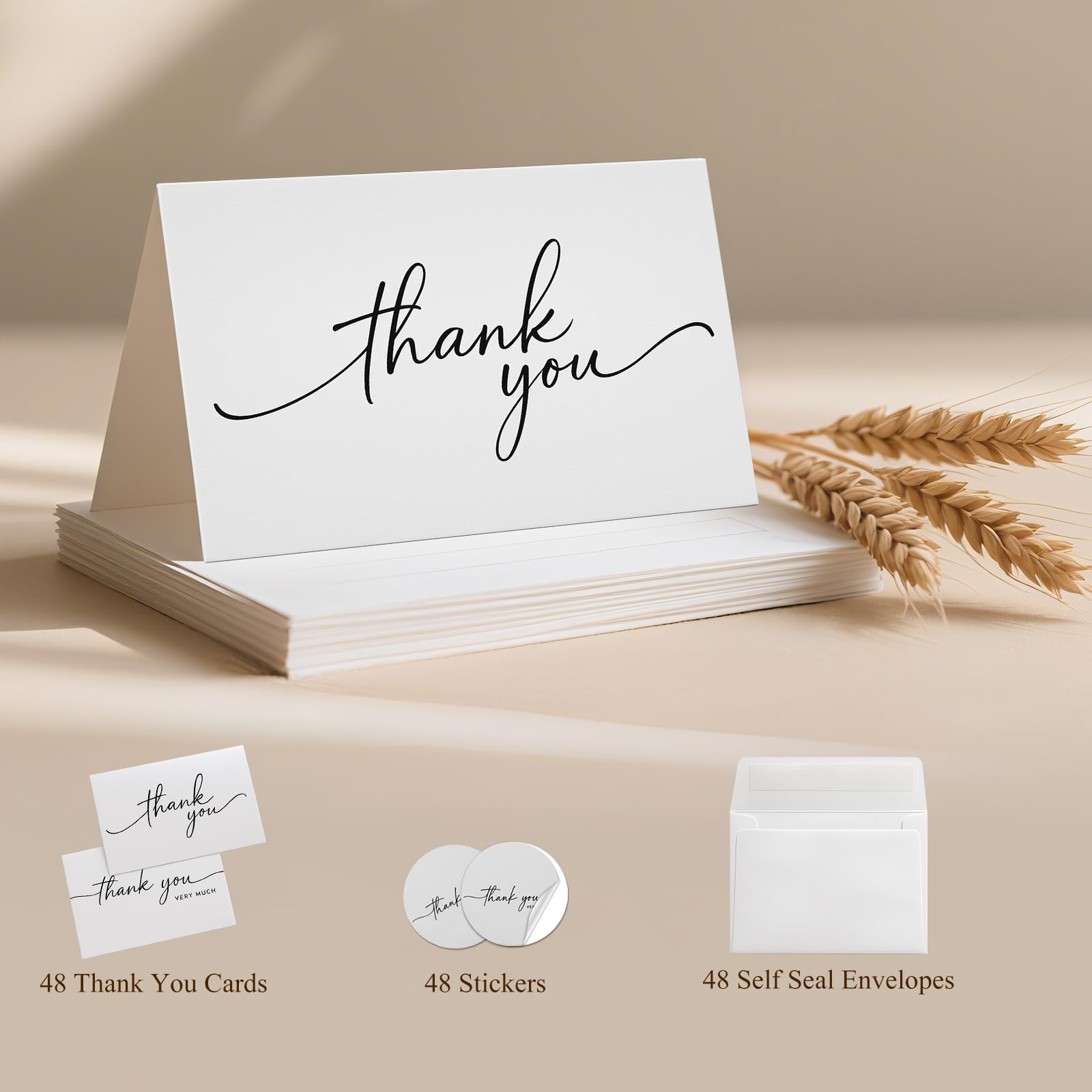 Thank You Cards With Self Seal Envelopes And Matching Stickers,3x3.5 - View #7