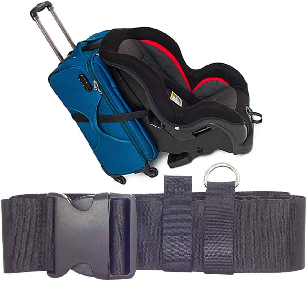 Jolik Car Seat Travel Belt/Car Seat Travel Strap to Convert Your Car Seat On Luggage - Extra Length and Buckle