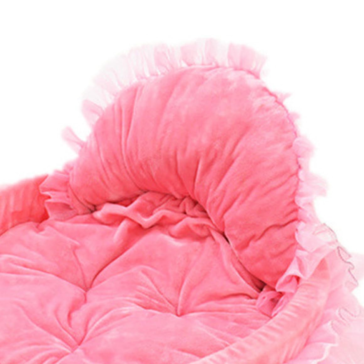 Lit pour Chien et Chat pour Petit Chien Auto-Chauffant d'intérieur pour Chiot, nœud de Princesse, cœur en Dentelle, élégant et Mignon, lit pour Maison, réchauffement pour Animaux de Compagnie (Rose)