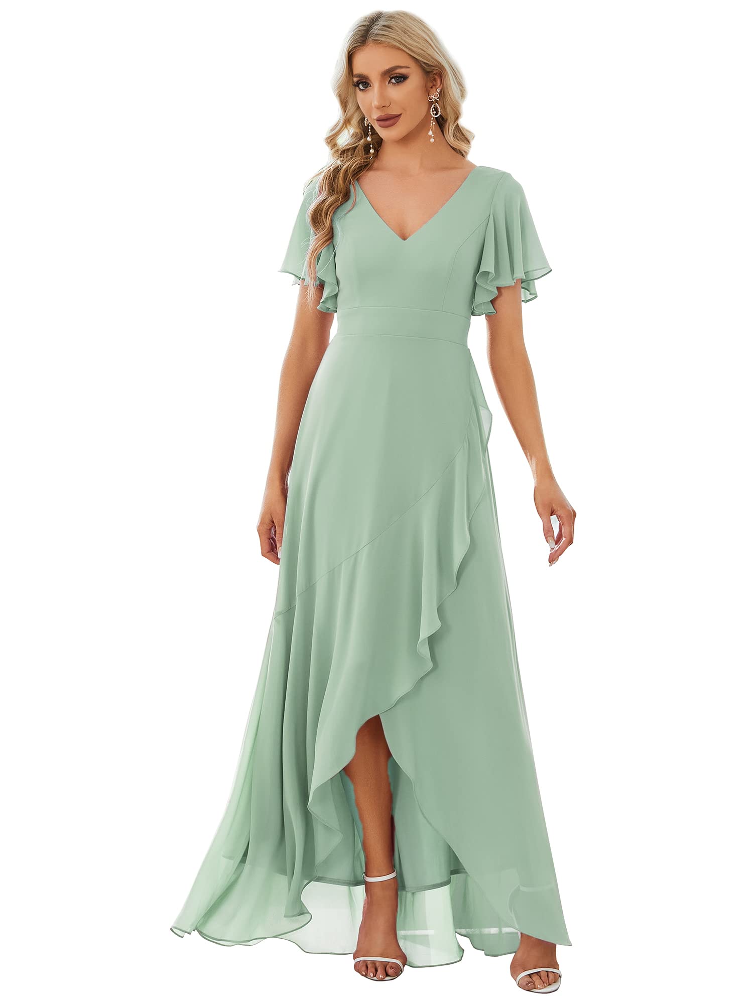 Robe longue fluide chic avec col V pour cérémonie et soirée - 7
