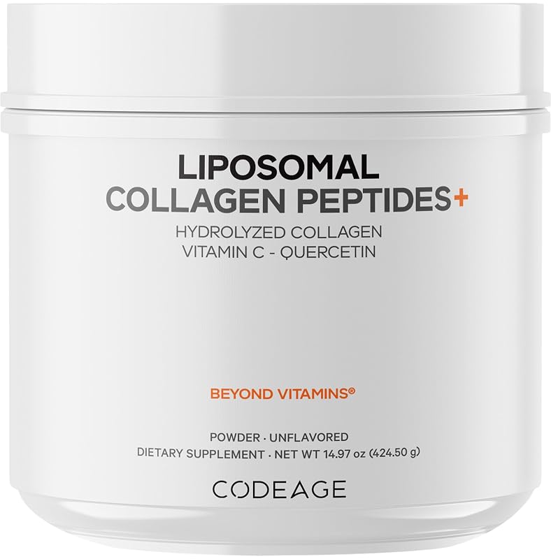 Codeage Suplemento de Colágeno Lipossomal em Pó com Vitamina C e Quercetina, 425,25 g