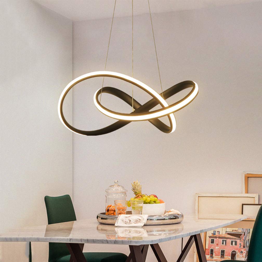 Lustre LED Moderne Anneau Noir - 9W, 3 Températures De Couleur - Hauteur Réglable Jusqu'à 100cm - Pour Cuisine, Salon, Chambre