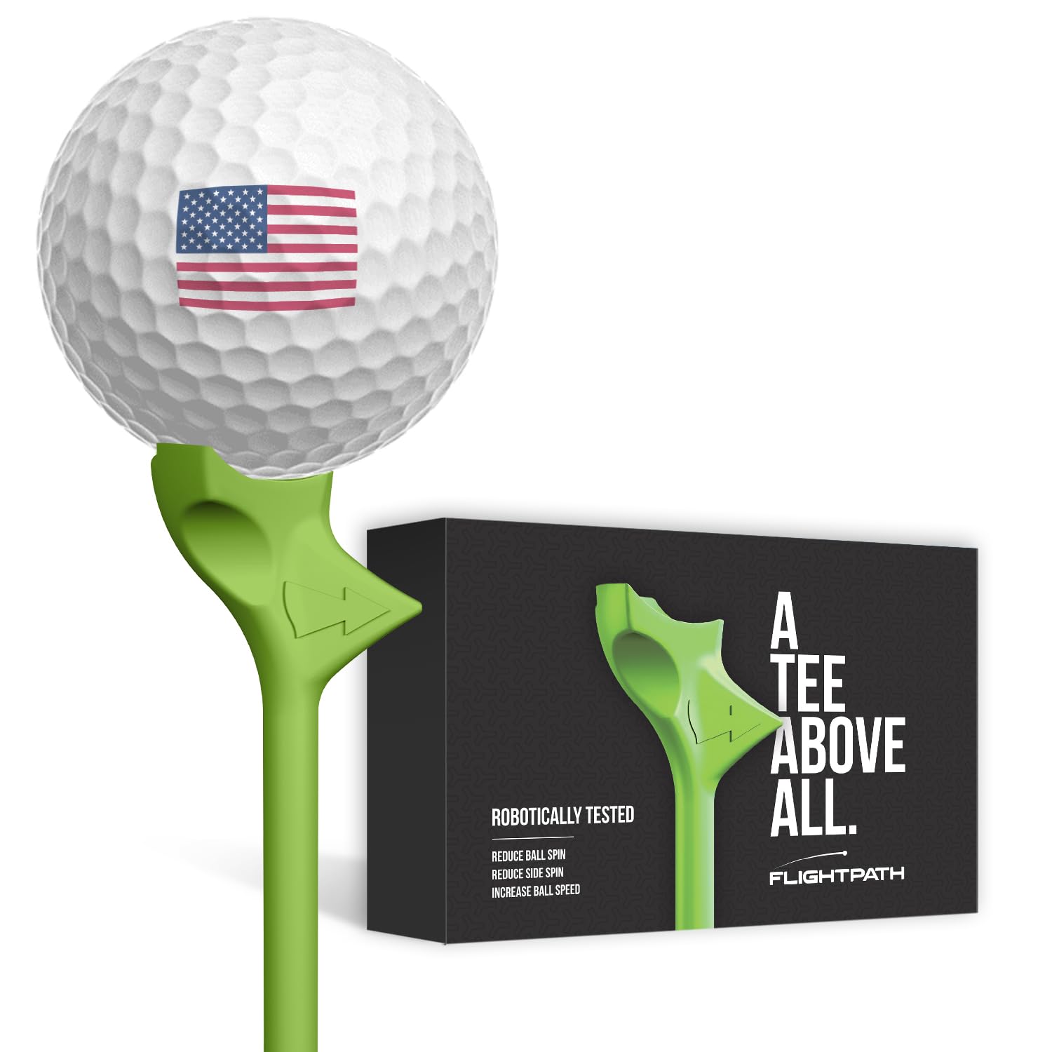 FLIGHTPATH Diamond Golf Tees – Patented Design to Reduce Spin for Long, Straight Drives – Low-Friction 3.25” Long Tees, Robotically Tested for Ball Spin – USGA Approved Performance
