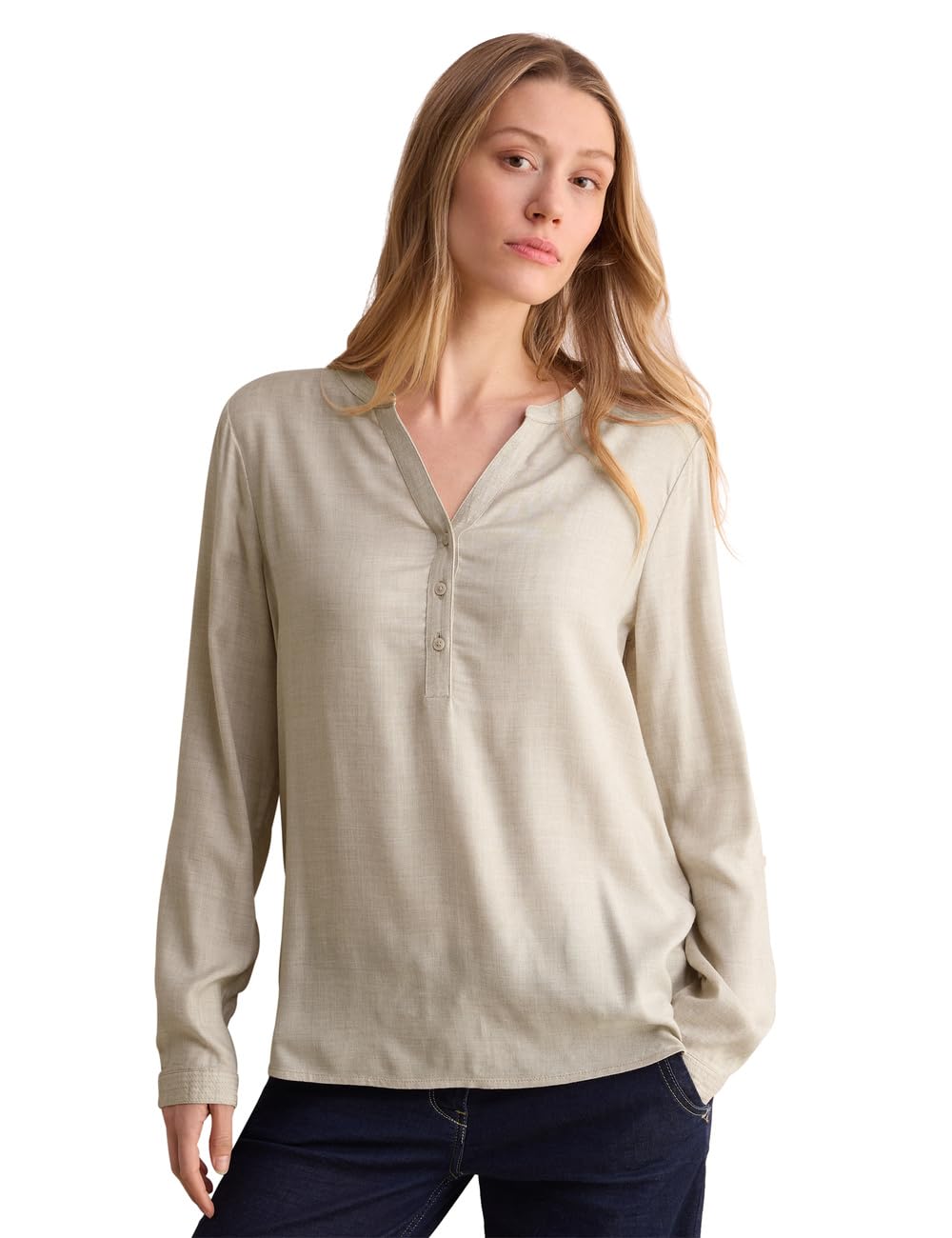 Cecil Women's B345241 Look Blouse, Desert Beige Melange, L