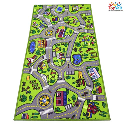 ToyVelt Kids Carpet Playmat Car Rug – City Life Educational Road Traffic Carpet