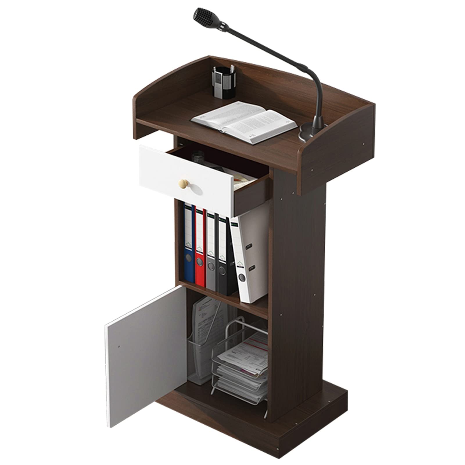 DUANHOZ Brown Large Lectern Podium Stand for Churches and Conference Halls
