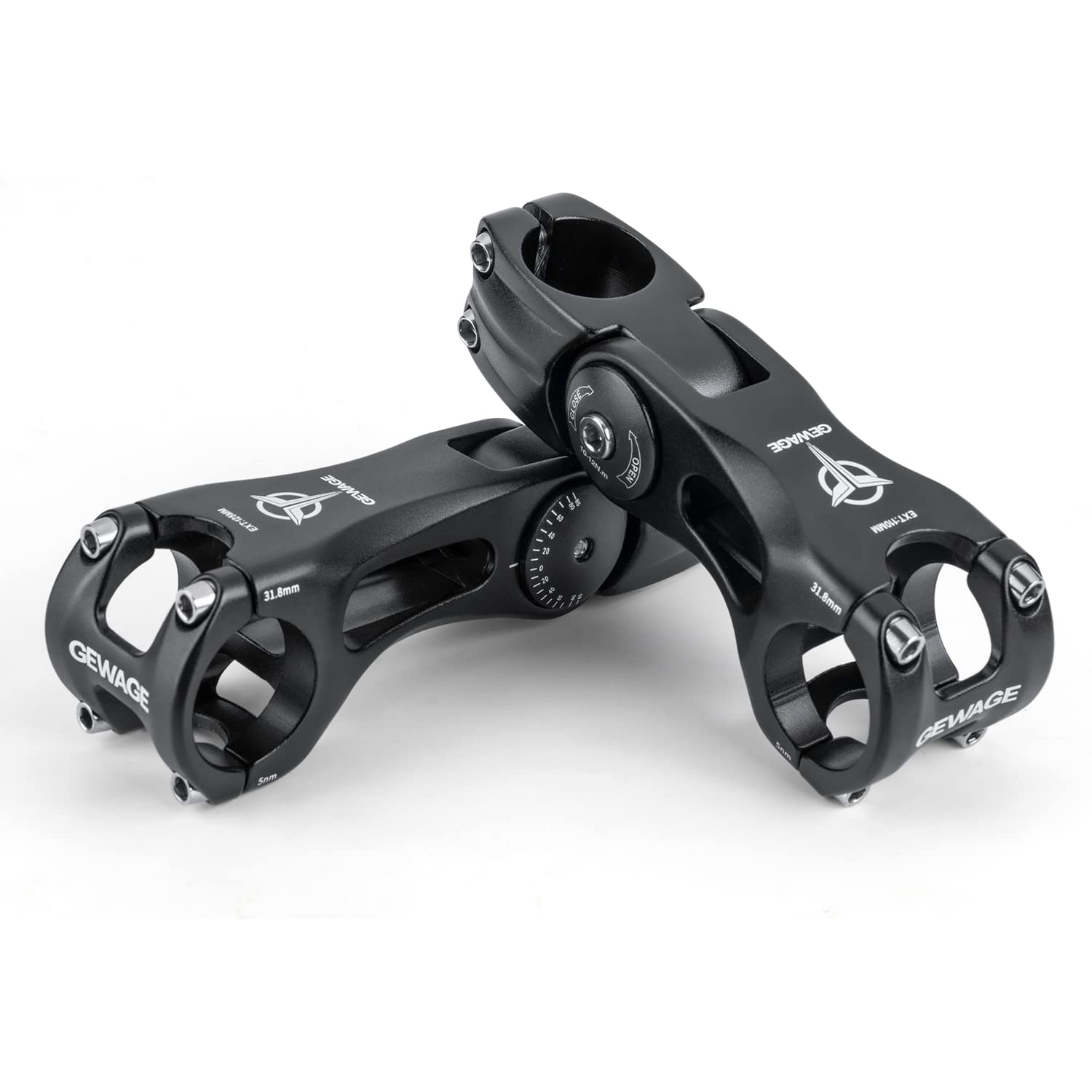 GEWAGE Regulowany mostek rowerowy, wspornik kierownicy o średnicy 31,8 (1-1/4"), stop aluminium, adapter wysokości do większości rowerów MTB, rowerów wyścigowych, BMX, e-bike