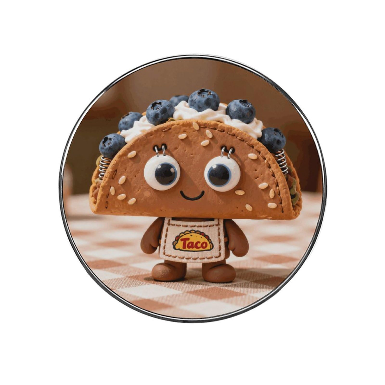 Cute Taco Customizable Refrigerator Magnets, Strong Magnetic Fridge Stickers, Funny Round Decorative Fridge Magnets for Home Kitchen, Whiteboard, Locker, and Office