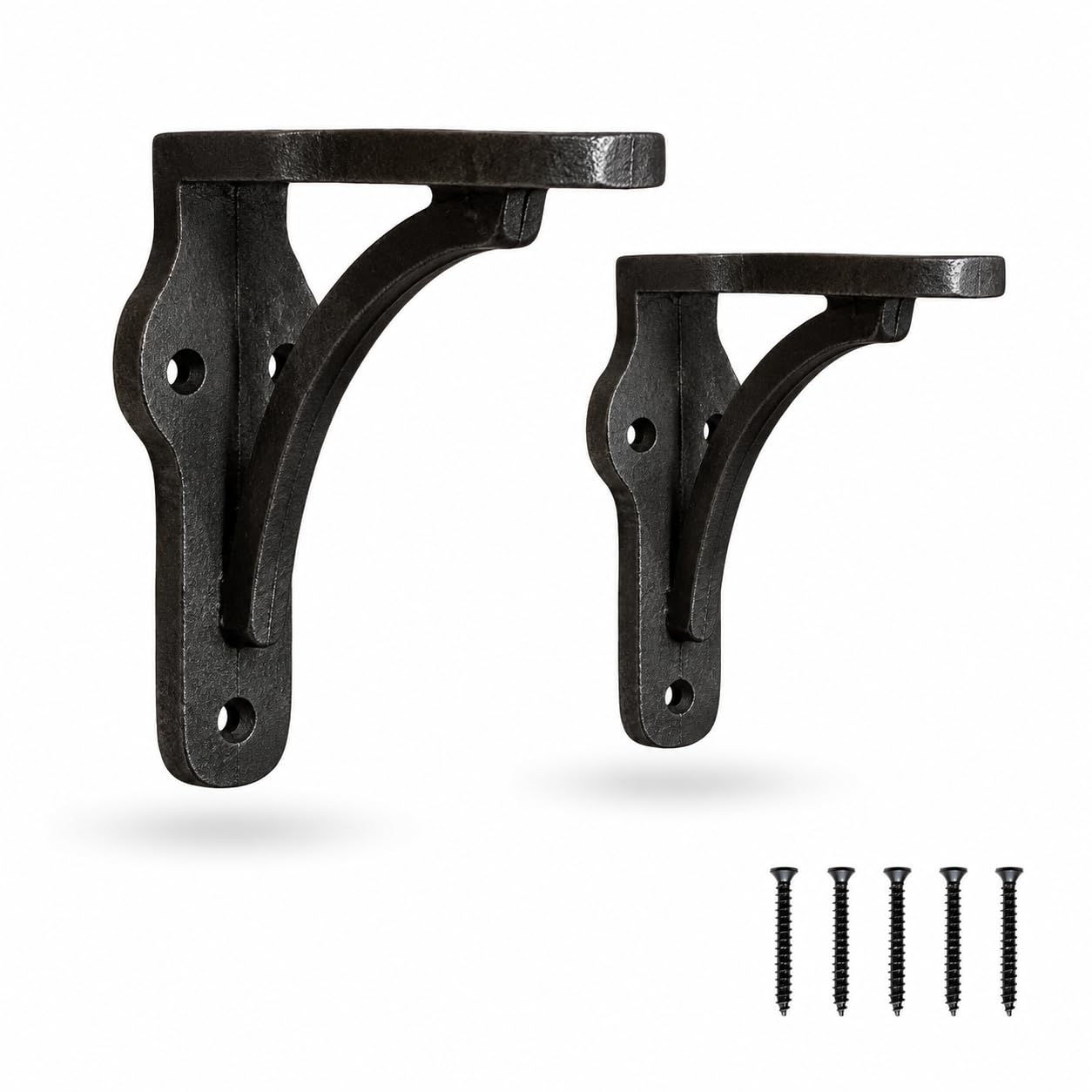 Fenzo 2pcs Cast Iron Shelf Brackets 4 x 4 inch, Heavy Duty Rustic Wall Brackets, Floating Shelf Bracket Supports for Kitchen & Living Room, Antique Home Accessories