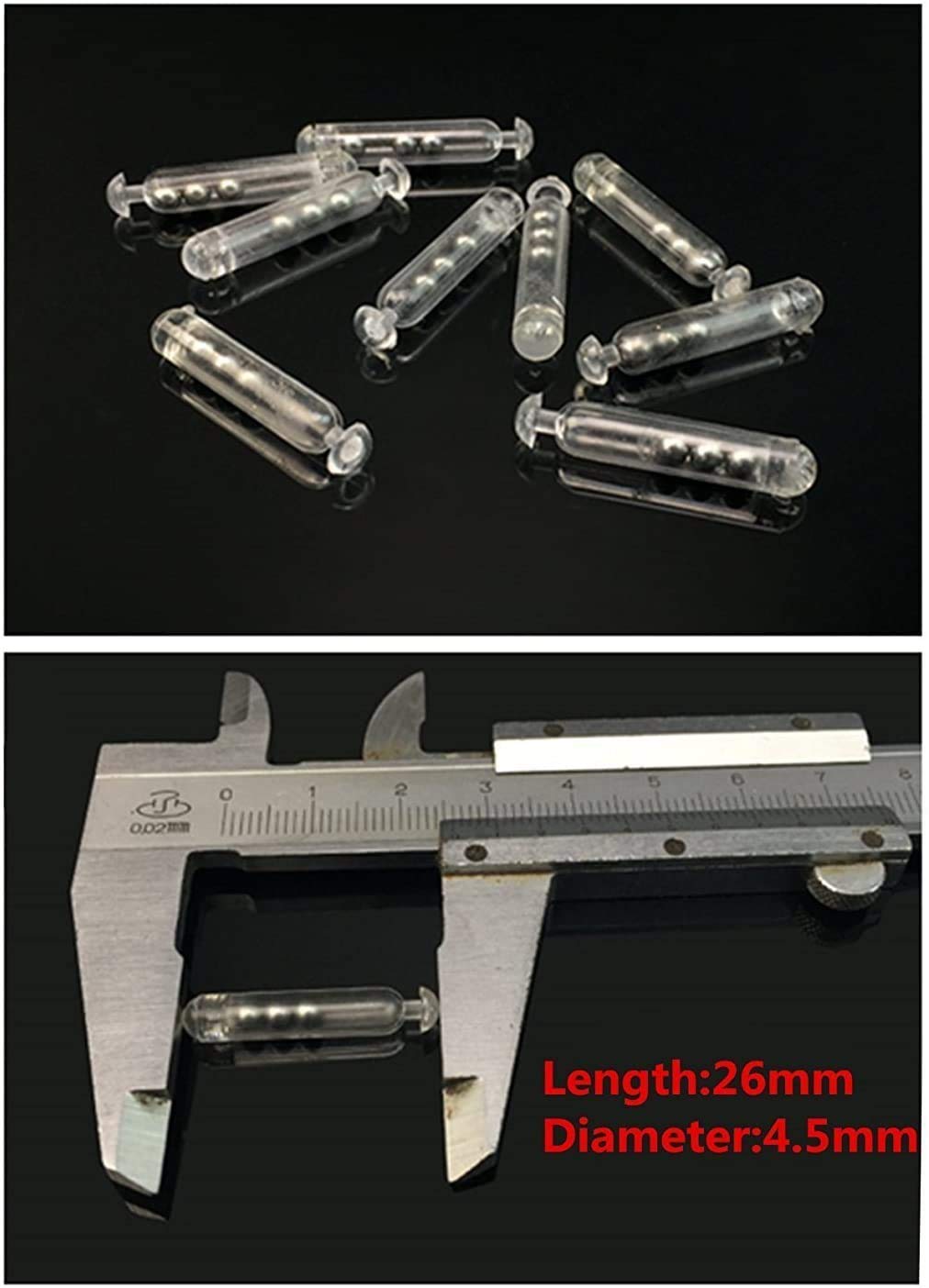 20 Sonagli Per Esche Da Pesca: Inserti In Plastica Con Sfere Metalliche, 26x4,5 Mm, Richiamo Acustico Per Jig, Worm, Fly Tie, Attira Pesci - 2