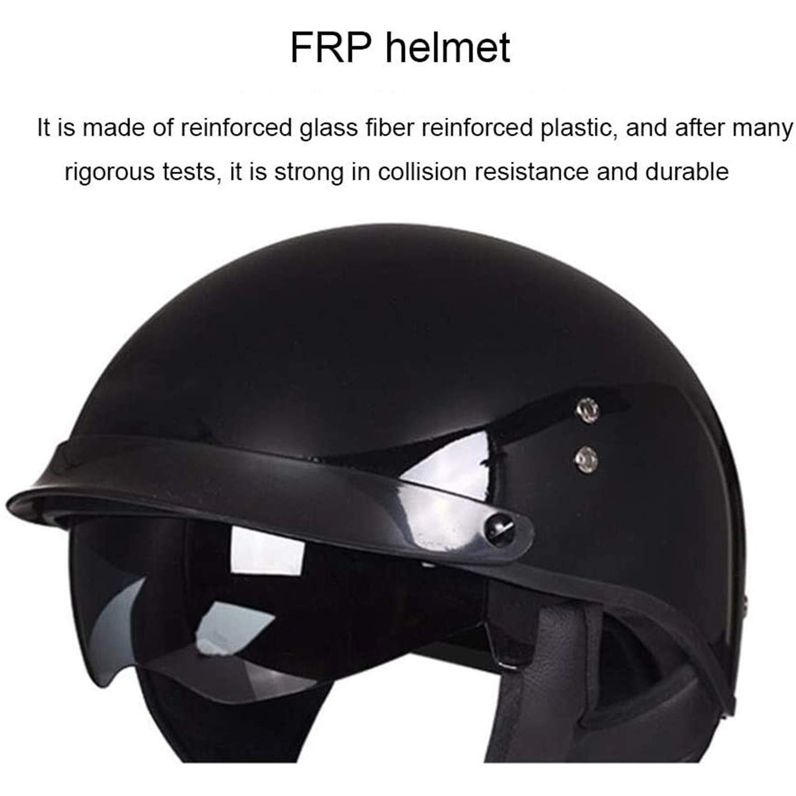 Półkask retro, półkask dla dorosłych motocykla z otwartą twarzą z włókna szklanego, hulajnoga rowerowa Classic Jet Half Helmet, dla mężczyzn i kobiet, zatwierdzony przez ECE (55-63cm)