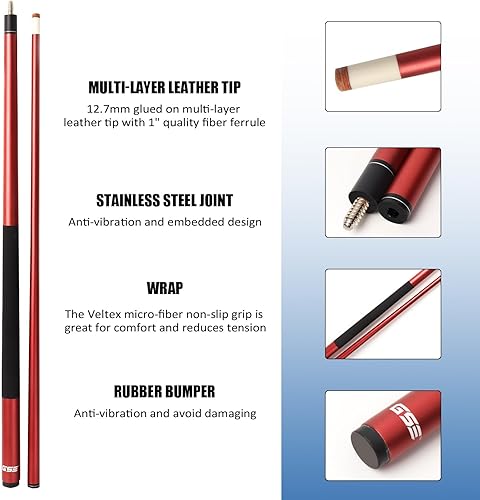 Miniatura 2 de GSE - Tacos de billar compuesto de fibra de vidrio de 58 pulgadas, 2 piezas (varios colores disponibles, peso de 18 onzas, 19 onzas, 20 onzas, 21