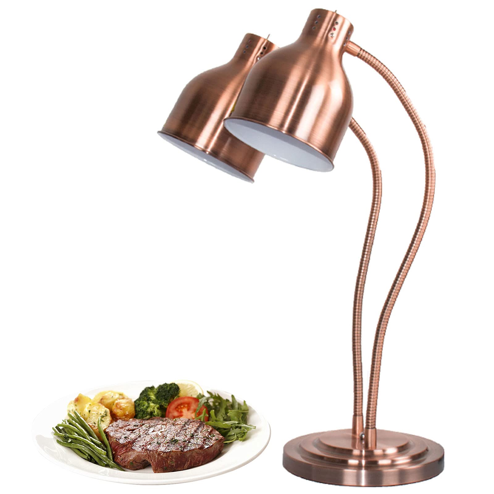 Lampada di Calore Alimentare Commerciale, Scalda Vivande Doppia Testa Commerciale Buffet Lampade Riscaldanti per Cibo Riscaldante, Distaccato Scaldavivande Paralume Regolabile