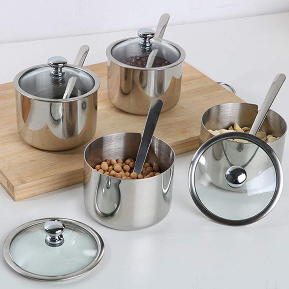 Barattoli per condimenti, Set di 3 contenitori for condimenti in Acciaio Inossidabile con(3 Jars)