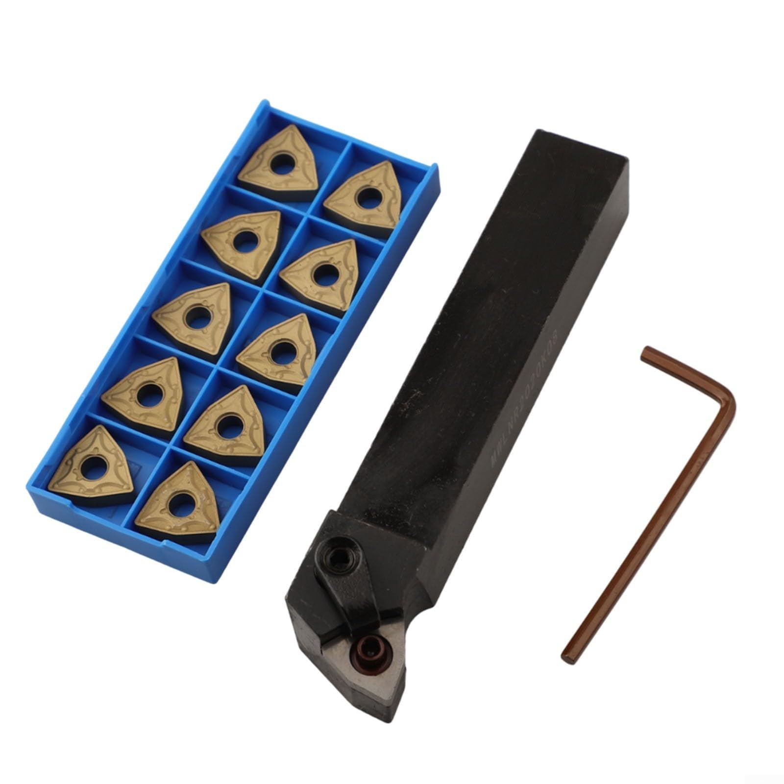 MWLNR2020K08 Porte-outils de tournage avec 10 inserts en carbure WNMG0804 pour usinage CNC, finition acier et fonte, poussière