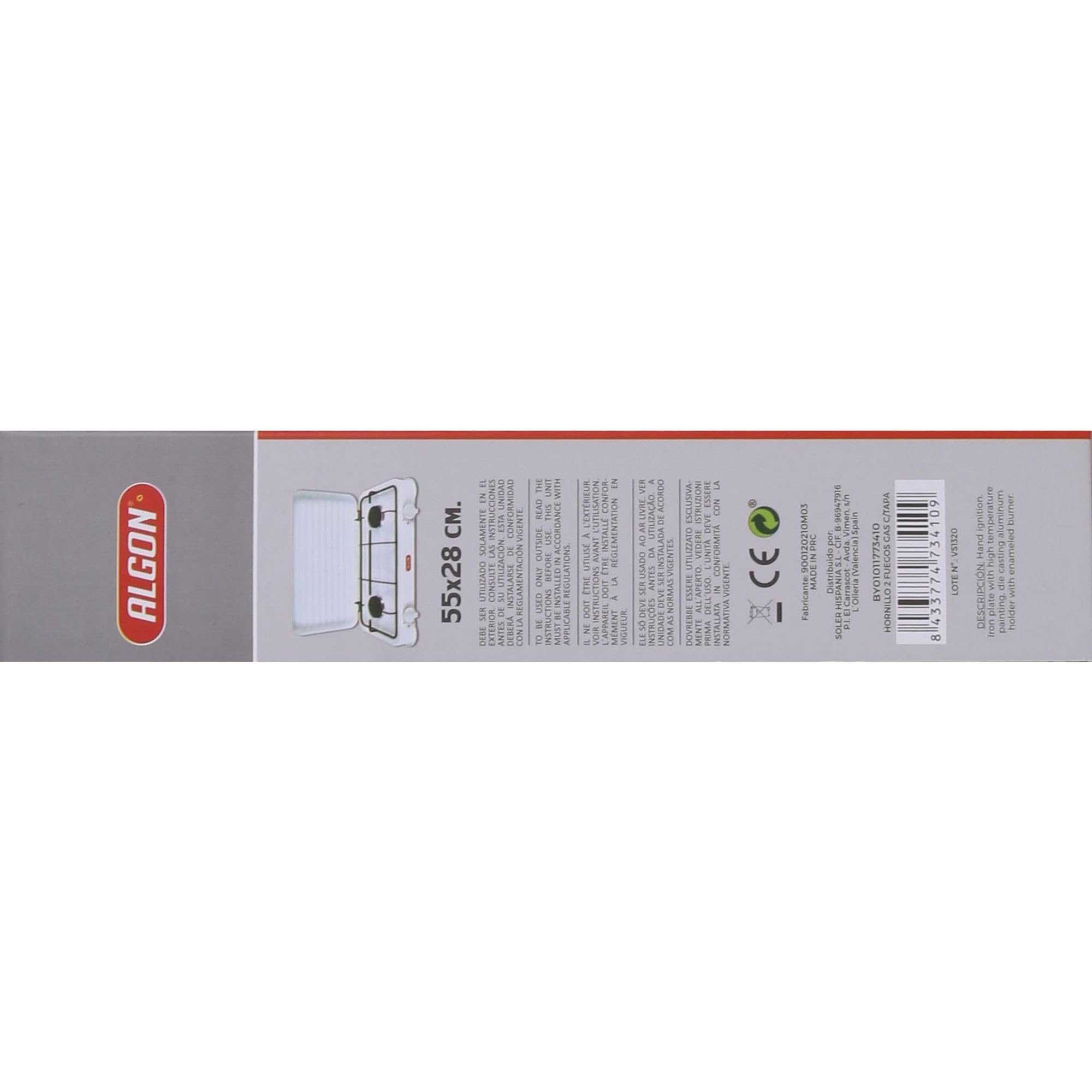 ALGON | Hornillo de Gas 2 Fuegos con Tapa – Hornillo Gas Cocina Portátil para Camping, Emergencias y Hogar