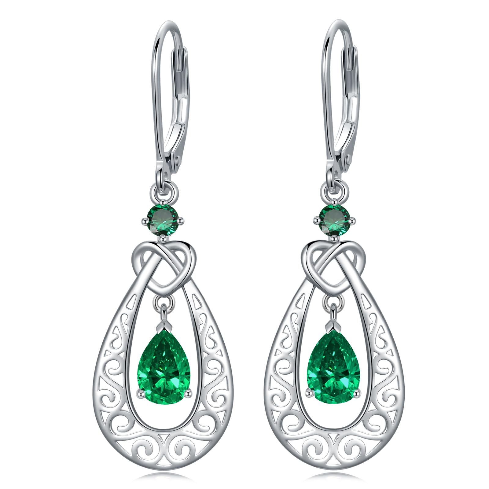 Geburtsstein Ohrringe Damen Silber 925 Infinity Liebe Unendlichkeit Ohrringe Hängend, Geburtstag Jubiläum Schmuck Geschenke für Frauen Mutter Freundin Mama