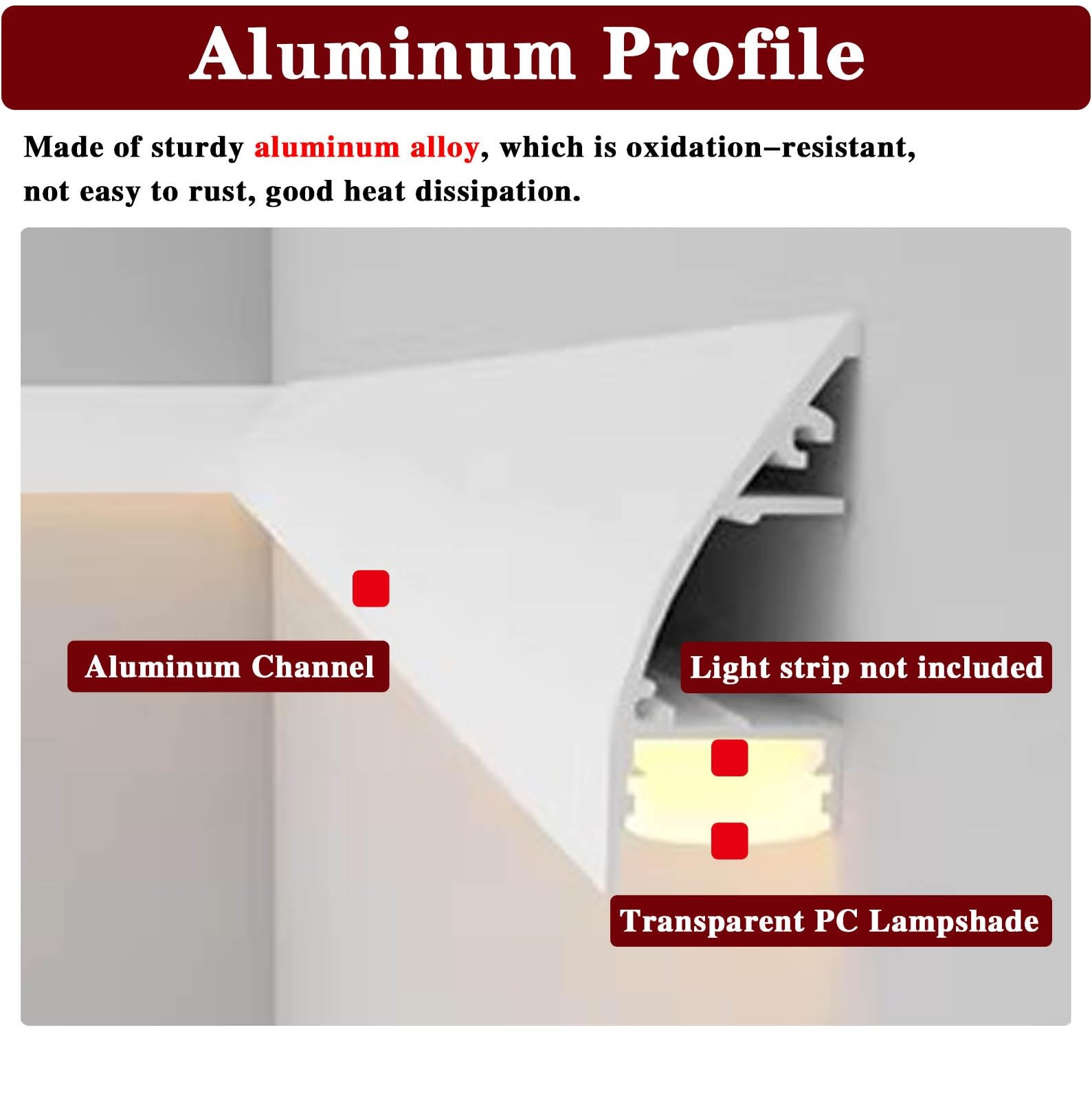 Aluminiumprofil für LED-Lichtstreifen, flexible Zierleiste, Wand, Decke, Eckdekoration, indirekte Beleuchtung, 21 m weißer K