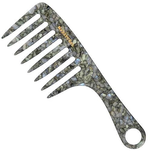 Miniatura 18 de D1 | Peine de mango de dientes anchos para cabello rizado | Eleva, conserva el rizo, suaviza el cabello. Peine de acetato (morado brillante) Púrpura