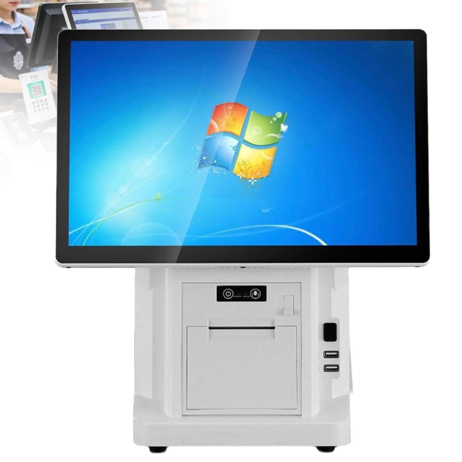 Caja registradora con pantalla táctil, caja registradora inteligente «todo en uno» con pantalla táctil de 15.6 pulgadas; sistemas TPV para comercios minoristas, restaurantes SingleScreen-4G64G58mm