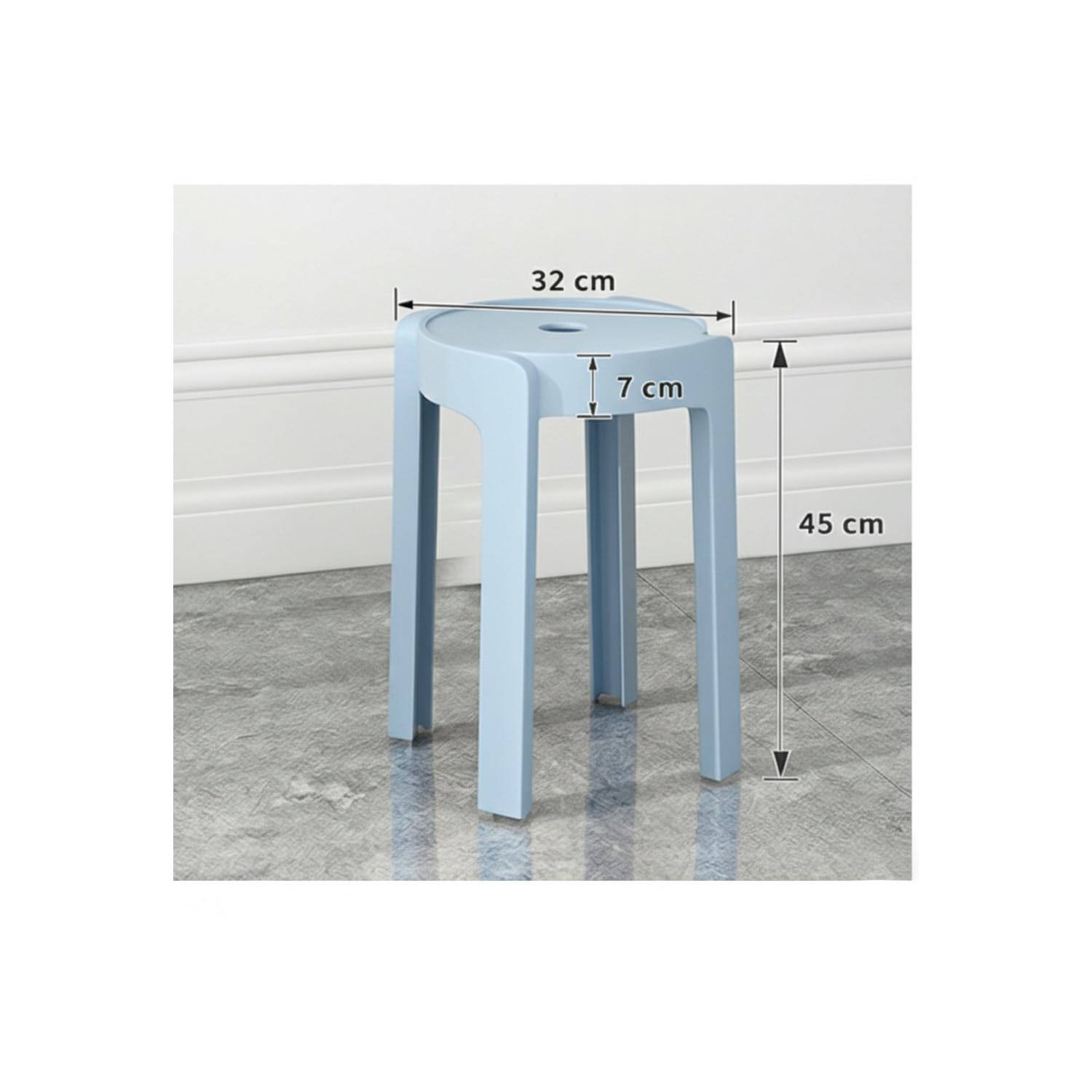 12 Tabourets Gigognes empilables BM Home Tab-Bleu-Pastel en Plastique, légers pour la Maison Salle de Classe, Cuisine, Jardin