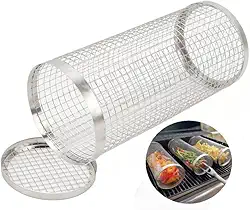 Grelha Cesto Cilindro Para Churrasco Em Aço Inox