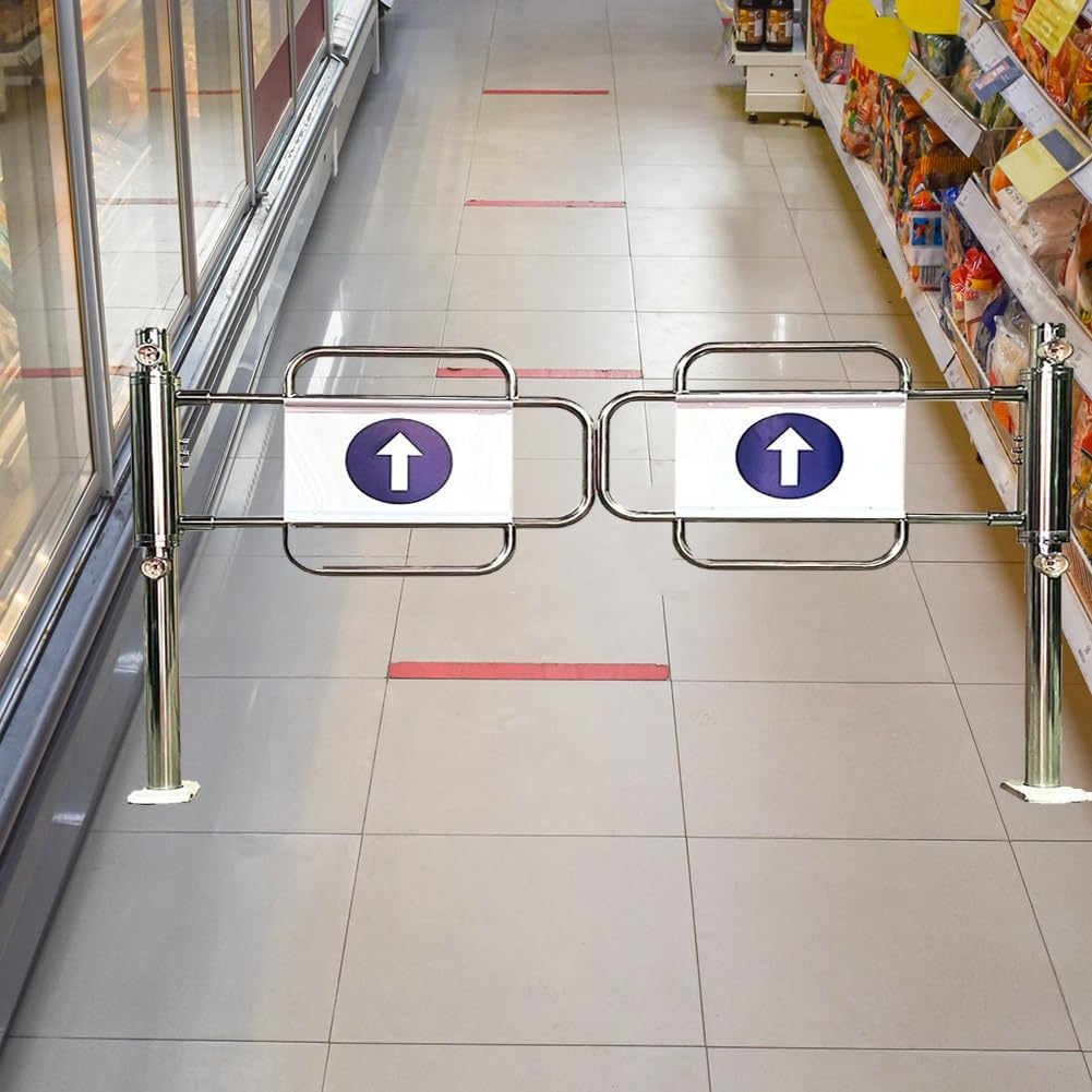 YJEUZCD Entrance Porch Safety Gate, Supermarket Metal Manual Swing Gate, Warehouse Automatic Closing Unidirectional Fence Door for Store Bar(Silver-R,60x100cm)