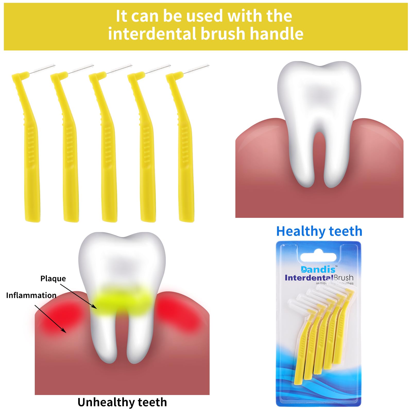 Prasacco Szczoteczki międzyzębowe, szczoteczki dentystyczne do zębów i dziąseł, małe szczoteczki międzyzębowe w kształcie litery L, uniwersalne zęby, kątowe, alternatywne szczotki do czyszczenia zębów