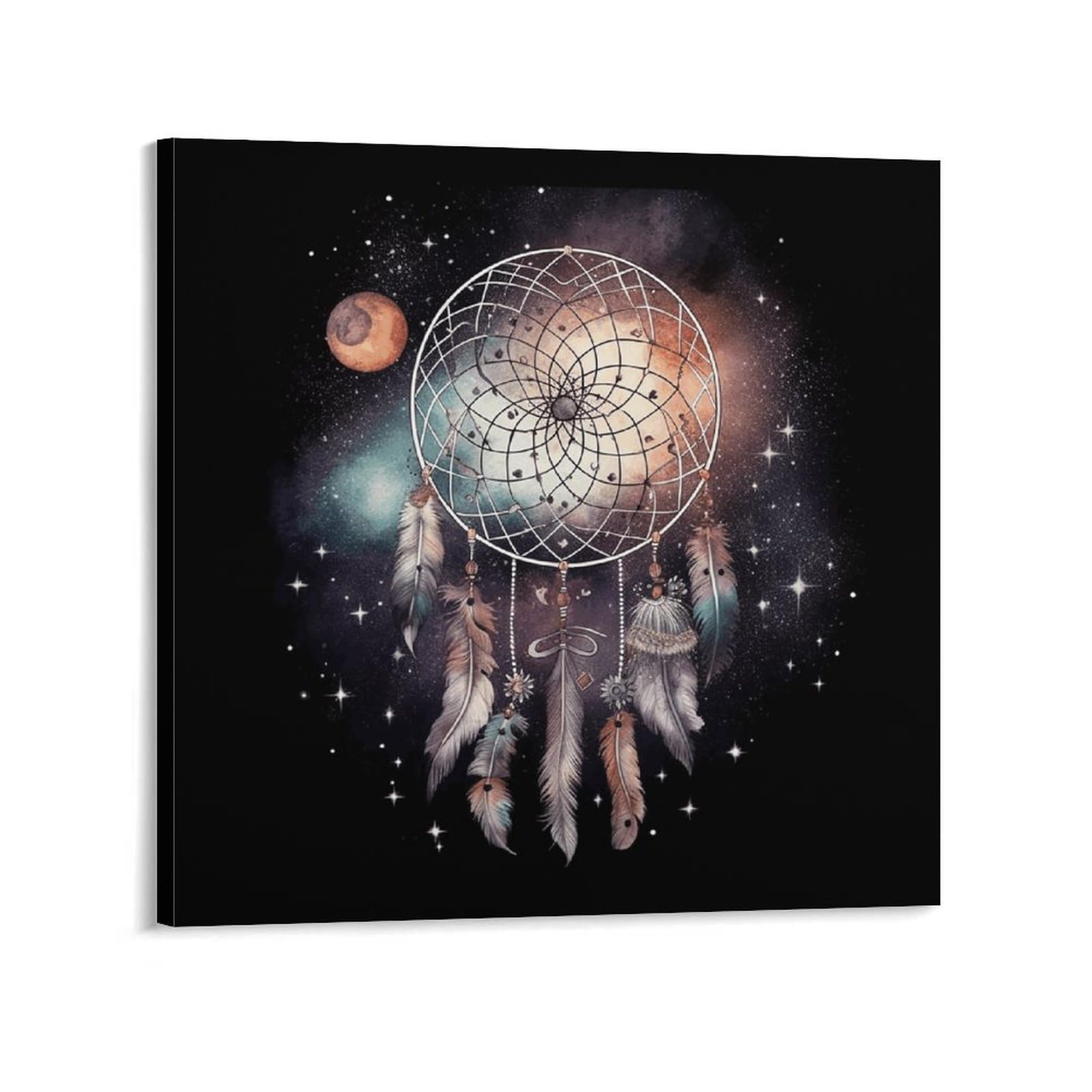 KLOPH Dream Catcher And Stars Canvas Wall Art for Living Room 12x12inch Modern Artwork Painting for Bathroom Hanging Canvas Prints Aesthetic Wallart for Bedroom Kitchen Office Wall Decor
