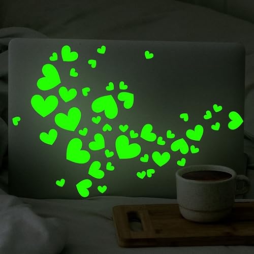 Miniatura 3 de 114 calcomanías holográficas en forma de corazón que brillan en la oscuridad, calcomanías de pared para adolescentes, perfectas para decoración de