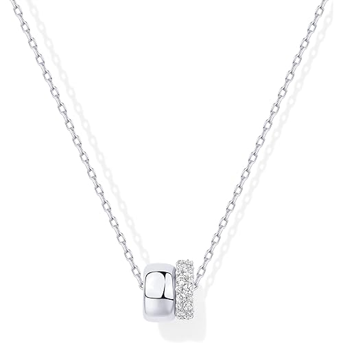 PAVOI 14K Gold Plated Cubic Zirconia Rondelle Pendant Necklace for Women | Two-Toned Dainty CZ Necklaces