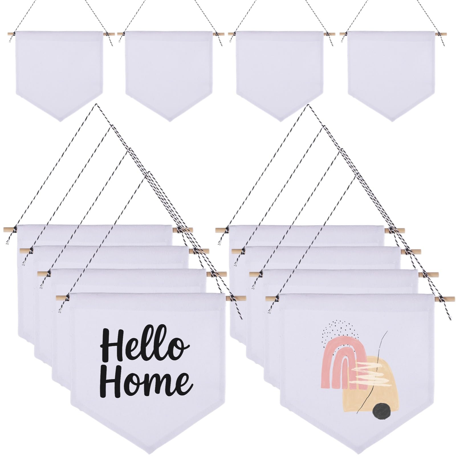 16 Stk. leere Canvas Banner, dekorative DIY Wandbanner zum Aufhängen, Wand-Display Fahnen für Emaille-Pins und Anstecknadeln zur Sammlung und kreativen Wandgestaltung im Zimmer, weiß