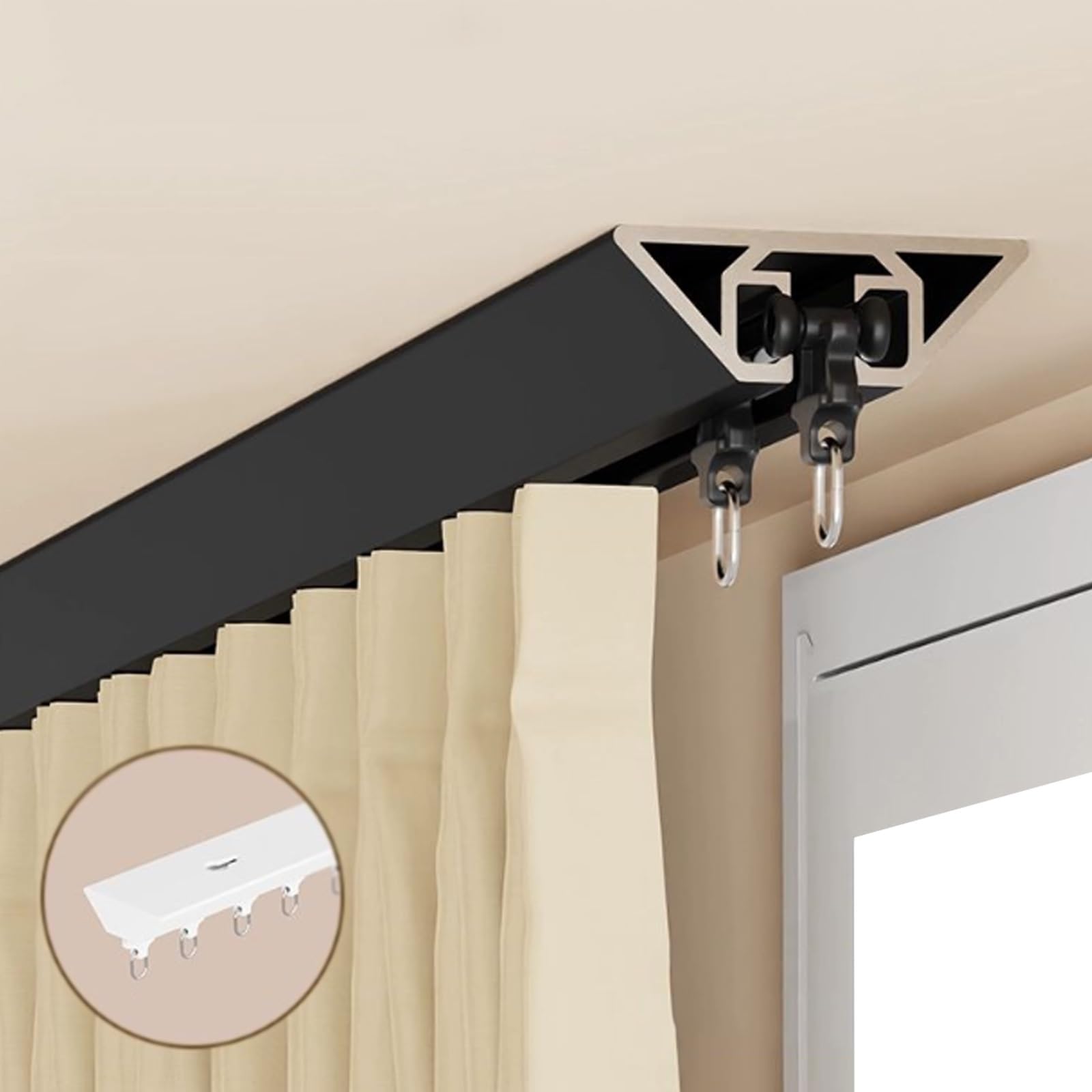 GJMSSMY Room Divider Curtain Track 4M Ceiling Rod for Easy Installation Durable Aluminium Alloy Adjustable Room Partition Solution (Black 13.1FT)