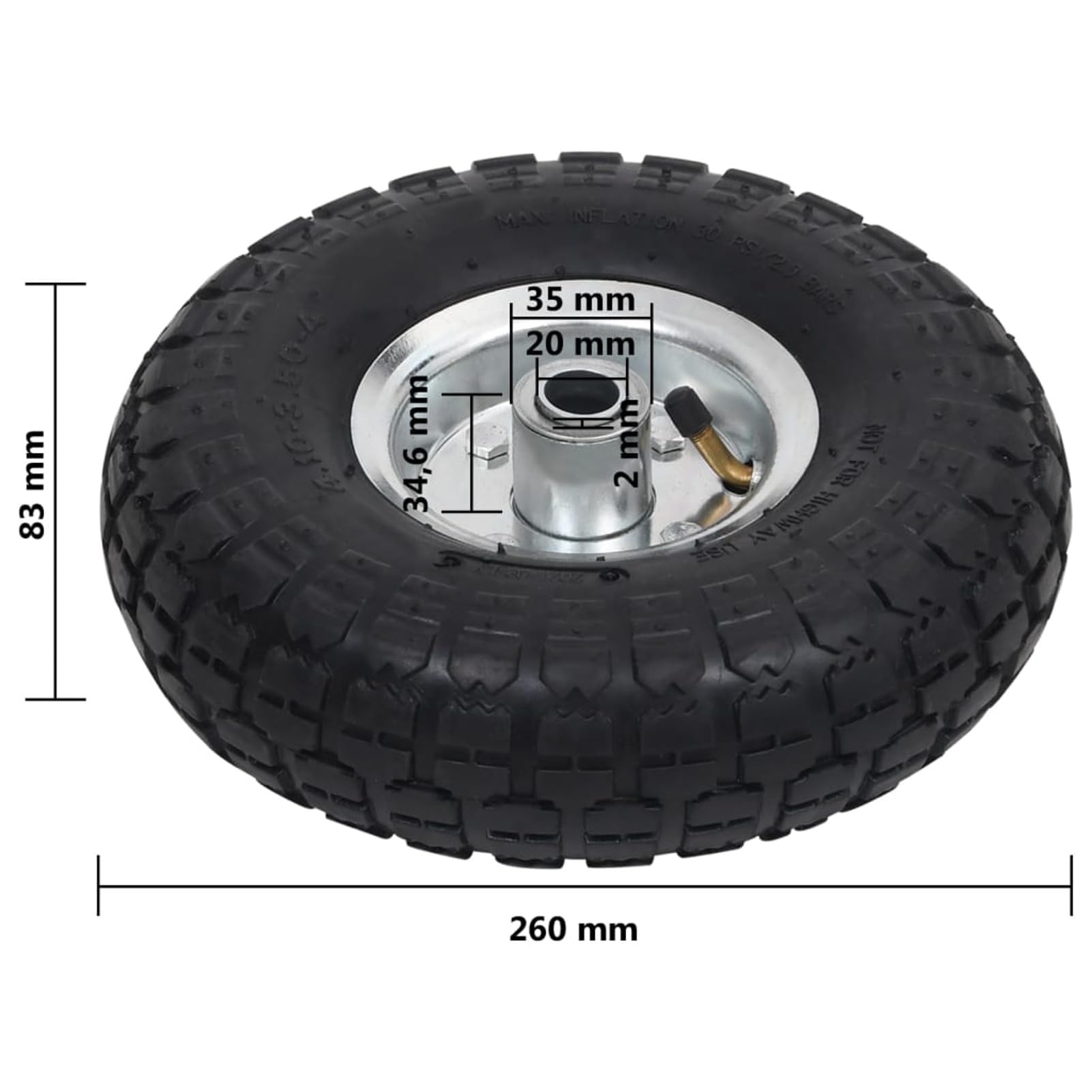 Ruote Carrello a Mano 2 pz in Gomma 4.10/3.50-4 (260x83),Commercio e Industria,Movimentazione di Materiali,Elevatori e paranchi,Paranchi, Gru e carrelli-142975