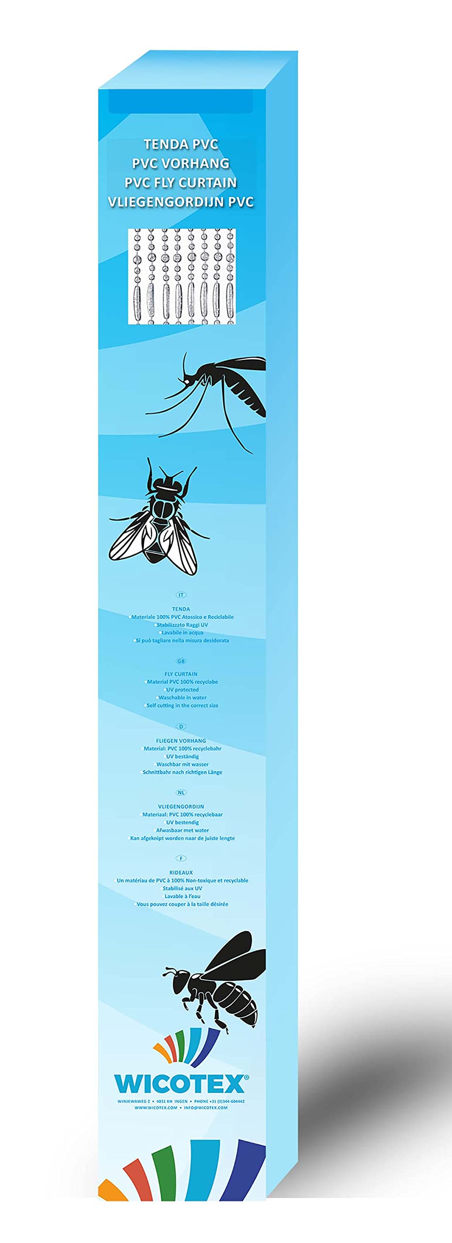 Wicotex Perlenvorhang TRANSPARENT (100x240cm) Insektenschutz Perlen - Fliegenvorhang - Balkontür Fliegengitter - Terrassentür