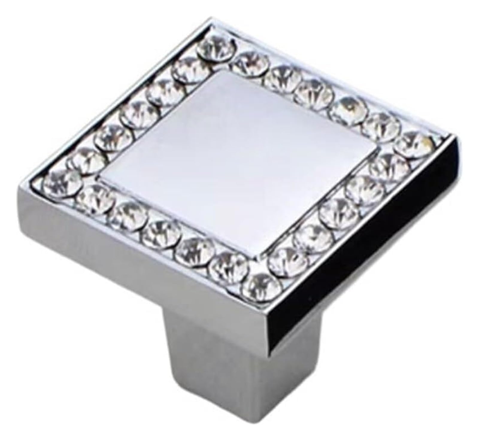 Gkirqvpe One Color Cabinet Knobs, 4 Pack Silver Square Zinc Alloy Glass Cabinet Knobs 64Mm 96Mm Hole Centers(Single Hole Knob)