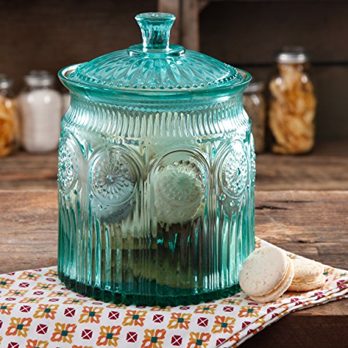 The Pioneer Woman Adeline Glass Cookie Jar - Turquoise