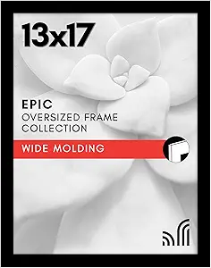 Americanflat 13x17 Picture Frame with Polished Plexiglass - Black Picture Frame - Wide Photo Frames Made of Engineered Wood for Vertical or Horizontal Wall Display - Epic Collection - Black