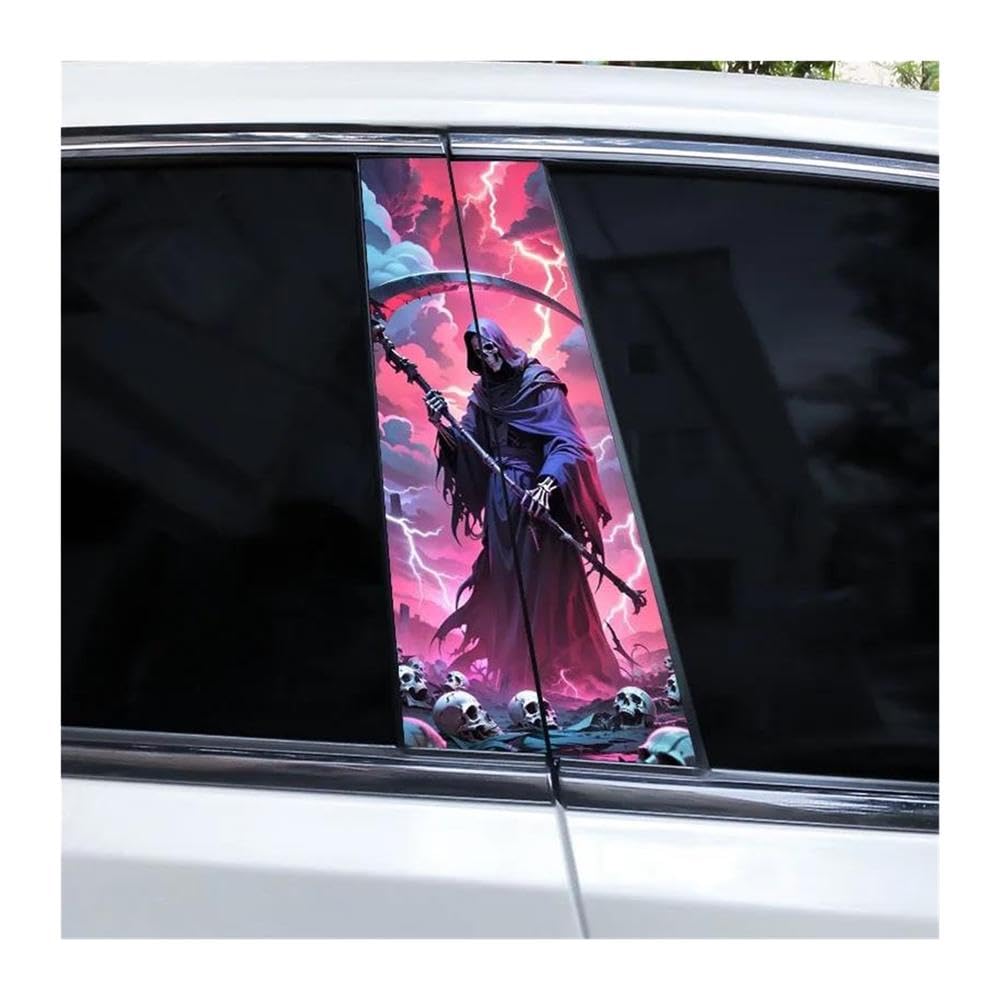 Body Parts 1Pair Car B-Pillar Decorative Decals Death Skull Cross Stickers DIY Car Door Pillar Decals(Type A)