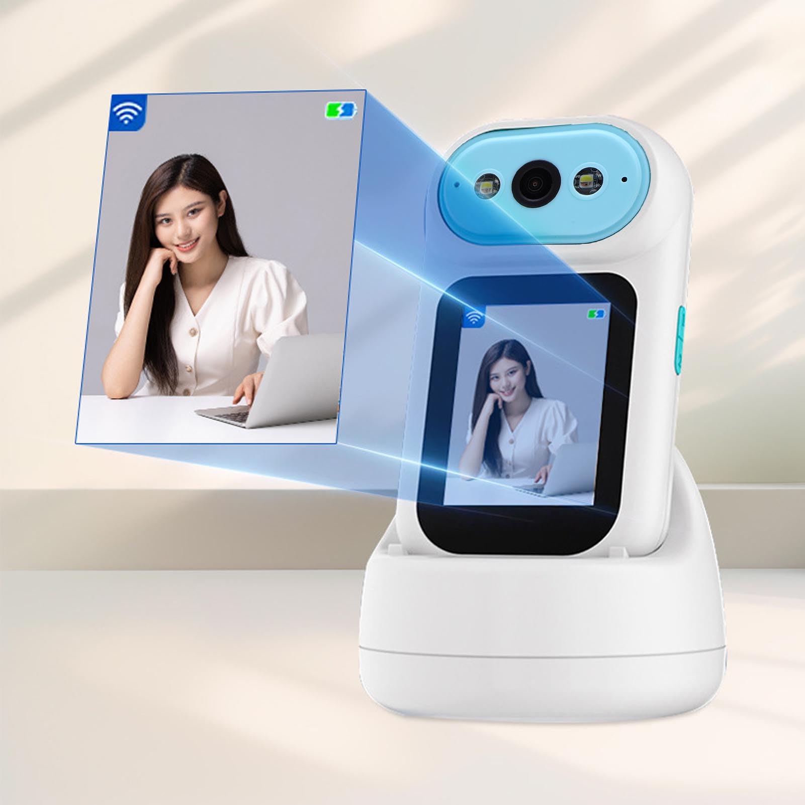 Sxhlseller Camera da Videochiamata a 2 Vie, Fotocamera Full HD Smart Security con Screening da 2,8 Pollici e Tracciamento di Movimento AI, Telecamere Wireless per Tata per Casa Interno