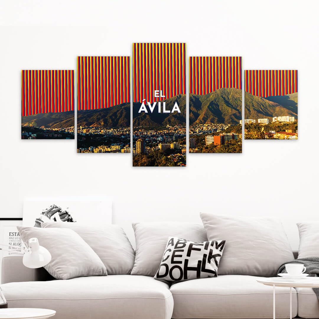 TECUADRA Cuadro El Ávila Caracas Venezuela | Paisajes Venezuela Arte Cinetico | Fotografía Impresa en Lienzo | decoración cuadros de salón| listo para colgar (46x100)
