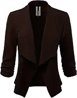 Blazer feminino elástico com manga 3/4 reunida (feito nos EUA)