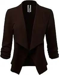 Blazer feminino elástico com manga 3/4 reunida (feito nos EUA)