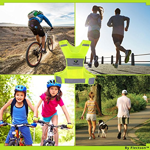 Reflective Running Vest - 360° High Visibility Yellow Safety Vest With Adjustable Side Closure And Inside Pocket - Large #TOP3