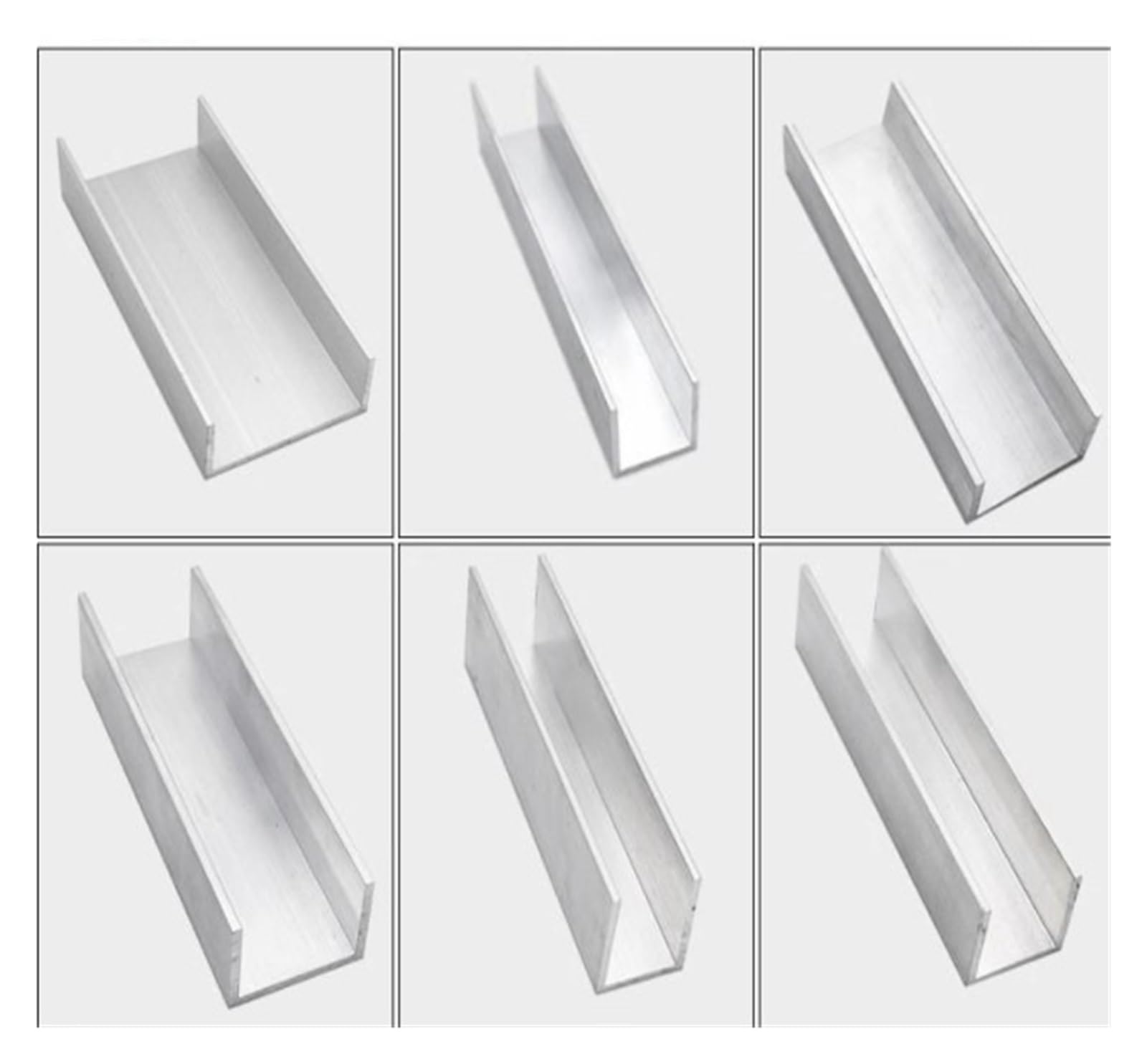 Ángulo de aluminio Perfil de ranura de riel ranurado en forma de U de aleación de aluminio