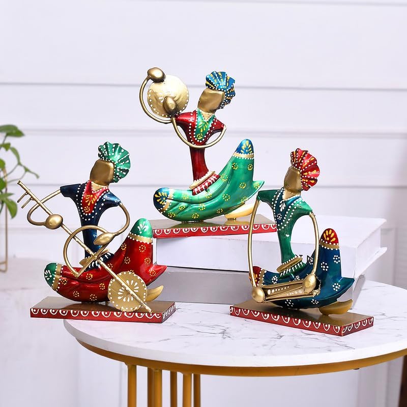 Image of Metal Nagpuri Musician Decorative Showpiece Handcrafted Tribal Musician Figurine Ideal for Home, Office & Music Room Decor
